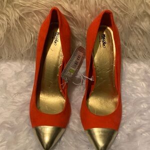 Moschino Bold Orange and Gold Heels